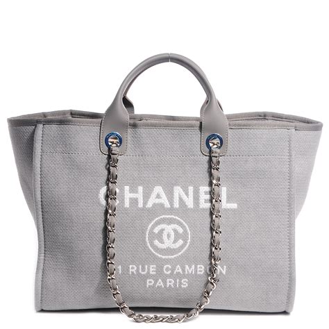 chanel deauville tote grey and black|Chanel large deauville shopping tote.